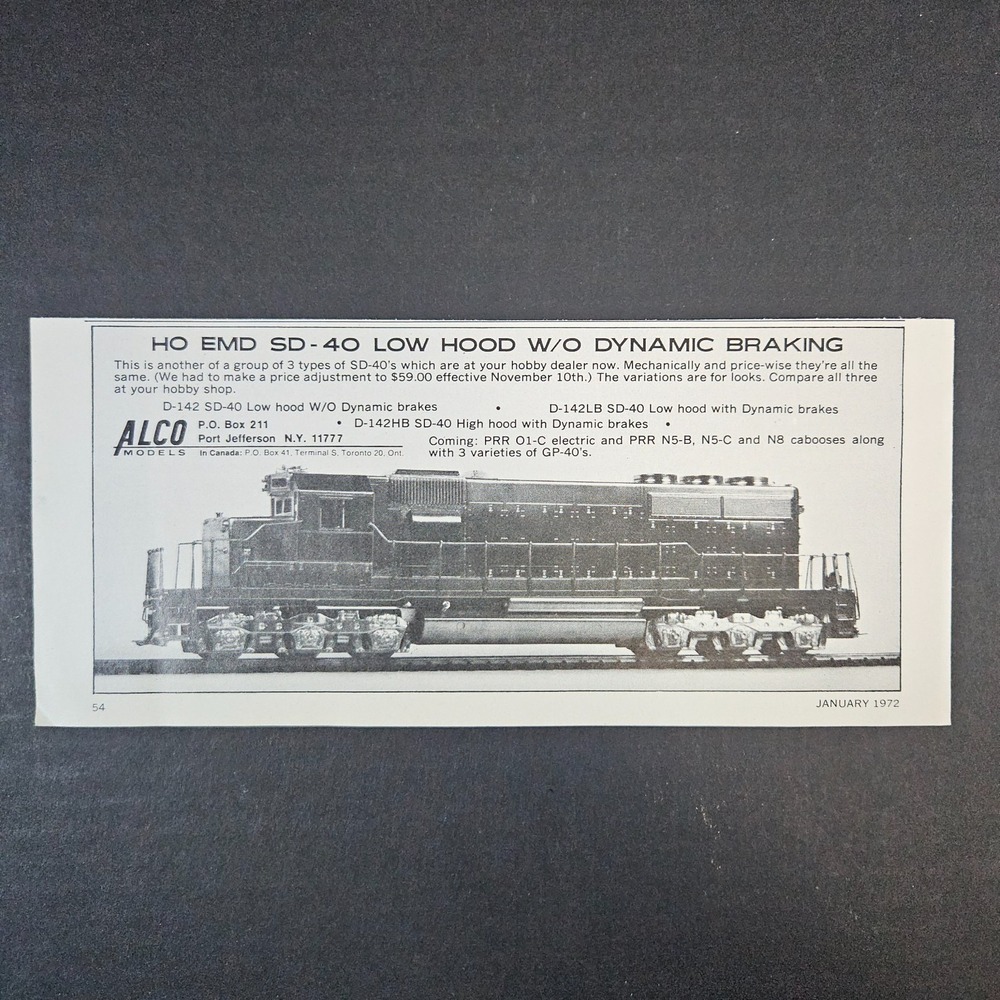 1972 Alco Models HO Railroad Train Engine Vintage Print Ad Port Jefferson‎ NY